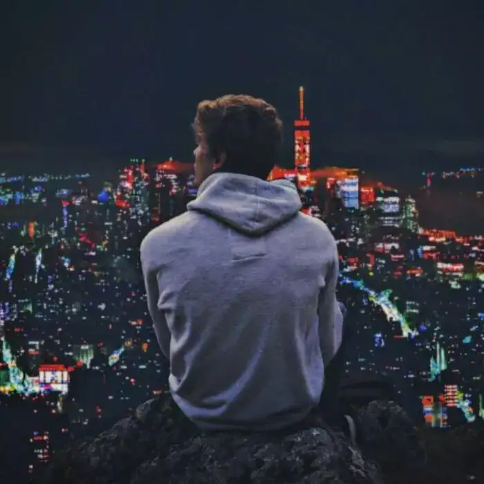 sad alone boy with moon sad alone boy with moon